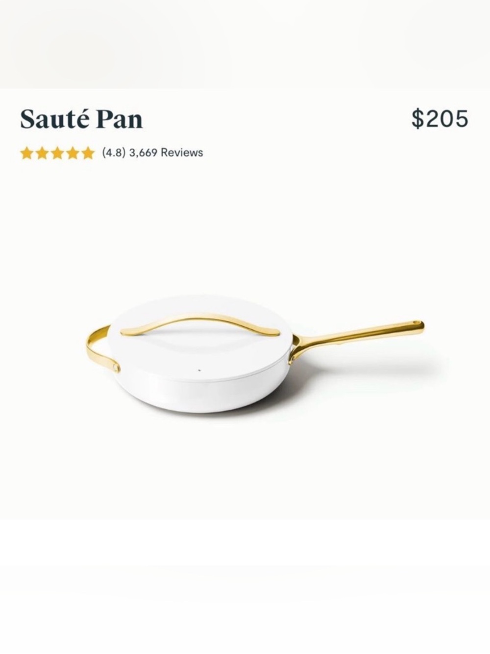 Caraway Iconic 4.5 qt Saute Pan White & Gold